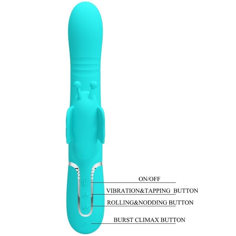 Vibratore Multifunzione Rabbit 4 In 1 Farfalla Verde Acqua - PRETTY LOVE FLIRTATION - Vibratori Rabbit | erosidea.com