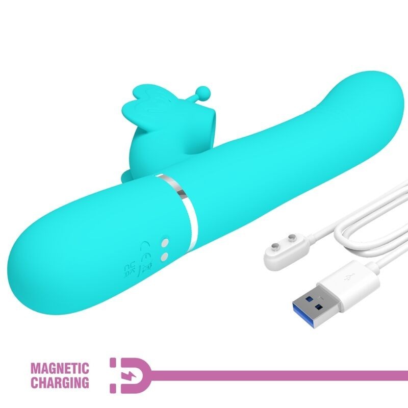 Vibratore Multifunzione Rabbit 4 In 1 Farfalla Verde Acqua - PRETTY LOVE FLIRTATION - Vibratori Rabbit | erosidea.com