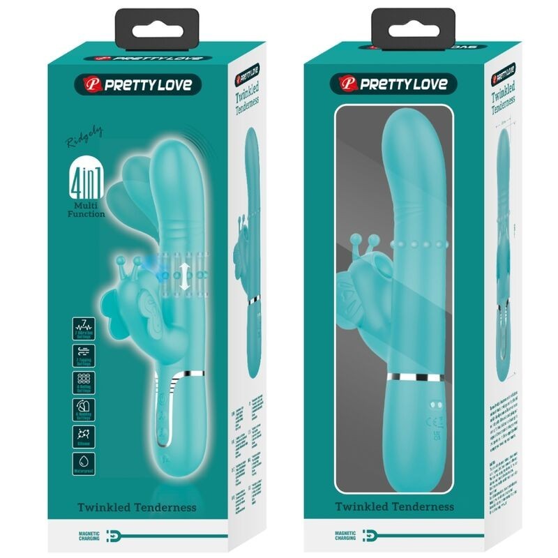 Vibratore Multifunzione Rabbit 4 In 1 Farfalla Verde Acqua - PRETTY LOVE FLIRTATION - Vibratori Rabbit | erosidea.com