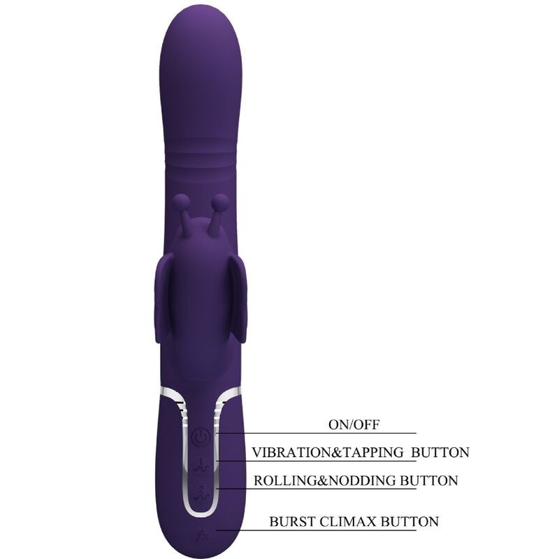 Pretty Love - Vibratore Multifunzione Rabbit 4 In 1 Farfalla Viola - PRETTY LOVE FLIRTATION - Vibratori Rabbit | erosidea.com