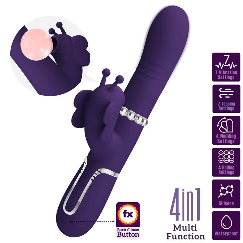 Pretty Love - Vibratore Multifunzione Rabbit 4 In 1 Farfalla Viola - PRETTY LOVE FLIRTATION - Vibratori Rabbit | erosidea.com