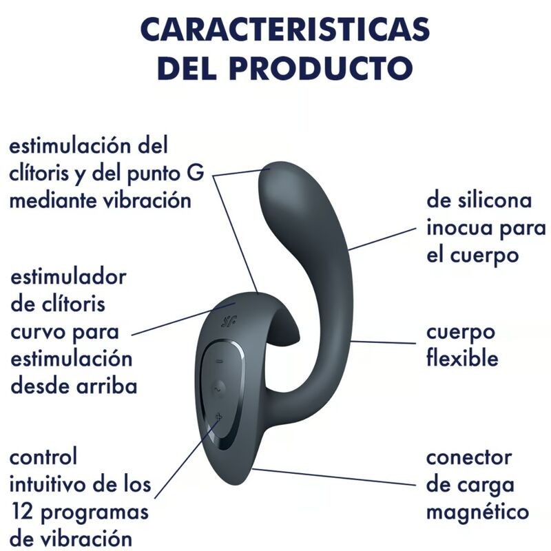 Vibratore G For Goddess 1 Rabbit Grigio Scuro - SATISFYER VIBRATOR - Vibratori Rabbit | erosidea.com
