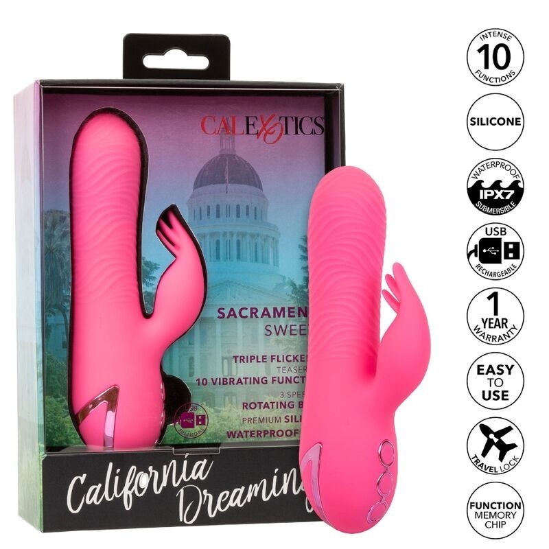 Vibratore Calexotics Sacramento Sweetie Rabbit Pink By California Dreaming - CALEXOTICS - Vibratori Rabbit | erosidea.com