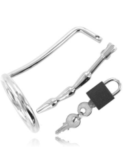 Metal Hard - Anello Per Testicoli Con Tappo Di Castit Uretrale - METAL HARD - Costrittivi | erosidea.com