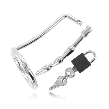 Metal Hard - Anello Per Testicoli Con Tappo Di Castit Uretrale - METAL HARD - Costrittivi | erosidea.com