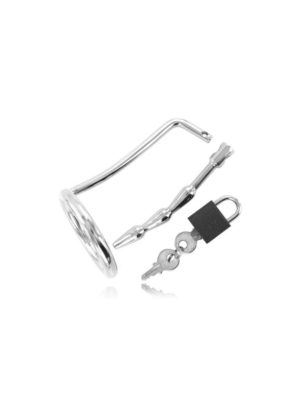 Metal Hard - Anello Per Testicoli Con Tappo Di Castit Uretrale - METAL HARD - Costrittivi | erosidea.com