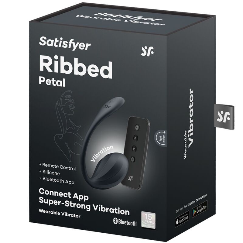 Satisfyer - Ribbed Petal Stimolatore Punto G Telecomando Nero App Gratuita - SATISFYER PARTNER - Vibratori con App | erosidea.com