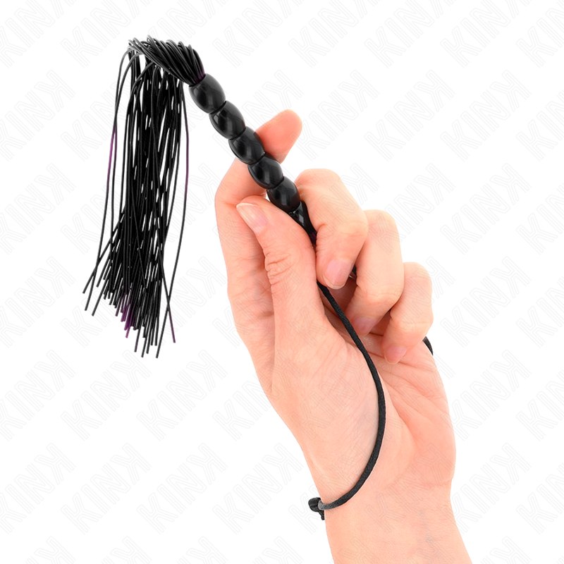 Kink - Mini Frusta In Silicone Con 6 Perline Nere 26 Cm - KINK IMPACT & TOUCH - Fruste e Sculacciatori | erosidea.com
