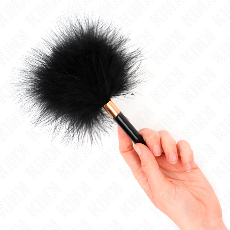 Kink - Piume Tickle In Metallo Oro Nero 18 Cm - KINK IMPACT & TOUCH - Fruste e Sculacciatori | erosidea.com