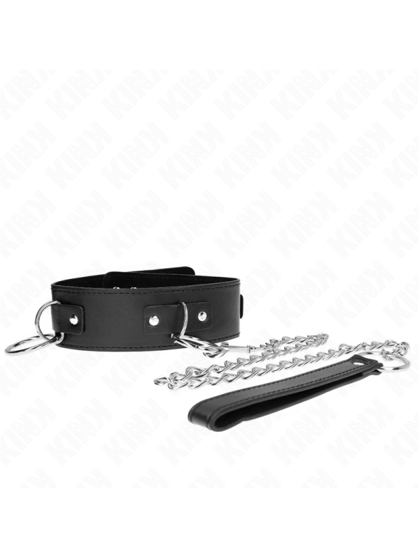 Kink - Collana Con Guinzaglio 65 Cm 3 Modello Anelli 2 Regolabile 36-43 Cm X 5 Cm - KINK COLLAR & GAG - Collari e Guinzagli | erosidea.com