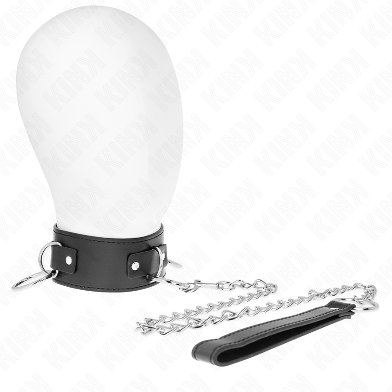 Kink - Collana Con Guinzaglio 65 Cm 3 Modello Anelli 2 Regolabile 36-43 Cm X 5 Cm - KINK COLLAR & GAG - Collari e Guinzagli | erosidea.com