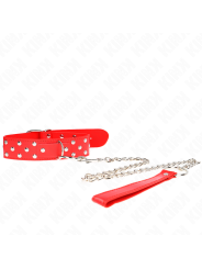 Kink - Collana Con Cinturino Ad Anello Rivetto Con Cintura 65 Cm Rosso Regolabile 36-50 Cm X 38 Cm - KINK COLLAR & GAG - Bondage | erosidea.com