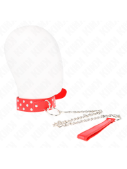 Kink - Collana Con Cinturino Ad Anello Rivetto Con Cintura 65 Cm Rosso Regolabile 36-50 Cm X 38 Cm - KINK COLLAR & GAG - Bondage | erosidea.com