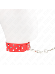 Kink - Collana Con Cinturino Ad Anello Rivetto Con Cintura 65 Cm Rosso Regolabile 36-50 Cm X 38 Cm - KINK COLLAR & GAG - Bondage | erosidea.com