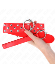Kink - Collana Con Cinturino Ad Anello Rivetto Con Cintura 65 Cm Rosso Regolabile 36-50 Cm X 38 Cm - KINK COLLAR & GAG - Bondage | erosidea.com
