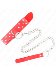 Kink - Collana Con Cinturino Ad Anello Rivetto Con Cintura 65 Cm Rosso Regolabile 36-50 Cm X 38 Cm - KINK COLLAR & GAG - Bondage | erosidea.com