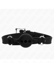 Kink - Bavaglio In Silicone Intero 55 X 2 Cm Con Sfera Da 4 Cm Misura S Nero Regolabile 35-51 Cm - KINK COLLAR & GAG - Ball Gag e Bavagli | erosidea.com