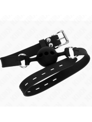 Kink - Bavaglio In Silicone Intero 55 X 2 Cm Con Sfera Da 4 Cm Misura S Nero Regolabile 35-51 Cm - KINK COLLAR & GAG - Ball Gag e Bavagli | erosidea.com