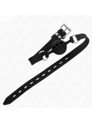Kink - Bavaglio In Silicone Intero 55 X 2 Cm Con Sfera Da 4 Cm Misura S Nero Regolabile 35-51 Cm - KINK COLLAR & GAG - Ball Gag e Bavagli | erosidea.com