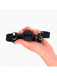 Kink - Bavaglio In Silicone Intero 55 X 2 Cm Con Sfera Da 4 Cm Misura S Nero Regolabile 35-51 Cm - KINK COLLAR & GAG - Ball Gag e Bavagli | erosidea.com