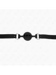 Kink - Bavaglio In Silicone Intero 55 X 2 Cm Con Sfera Da 4 Cm Misura S Nero Regolabile 35-51 Cm - KINK COLLAR & GAG - Ball Gag e Bavagli | erosidea.com