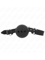Kink - Bavaglio In Silicone Intero 55 X 2 Cm Con Sfera Da 45 Cm Misura M Nero Regolabile 35-51 Cm - KINK COLLAR & GAG - Ball Gag e Bavagli | erosidea.com