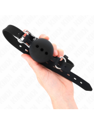 Kink - Bavaglio In Silicone Intero 55 X 2 Cm Con Sfera Da 45 Cm Misura M Nero Regolabile 35-51 Cm - KINK COLLAR & GAG - Ball Gag e Bavagli | erosidea.com
