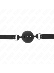 Kink - Bavaglio In Silicone Intero 55 X 2 Cm Con Sfera Da 45 Cm Misura M Nero Regolabile 35-51 Cm - KINK COLLAR & GAG - Ball Gag e Bavagli | erosidea.com
