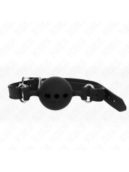 Kink - Bavaglio In Silicone Intero 55 X 2 Cm Con Sfera Da 5 Cm Misura L Nero Regolabile 35-51 Cm - KINK COLLAR & GAG - Ball Gag e Bavagli | erosidea.com