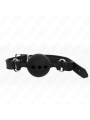 Kink - Bavaglio In Silicone Intero 55 X 2 Cm Con Sfera Da 5 Cm Misura L Nero Regolabile 35-51 Cm - KINK COLLAR & GAG - Ball Gag e Bavagli | erosidea.com