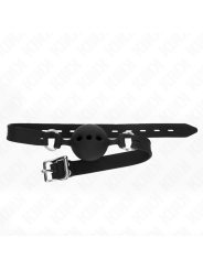 Kink - Bavaglio In Silicone Intero 55 X 2 Cm Con Sfera Da 5 Cm Misura L Nero Regolabile 35-51 Cm - KINK COLLAR & GAG - Ball Gag e Bavagli | erosidea.com