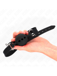 Kink - Bavaglio In Silicone Intero 55 X 2 Cm Con Sfera Da 5 Cm Misura L Nero Regolabile 35-51 Cm - KINK COLLAR & GAG - Ball Gag e Bavagli | erosidea.com