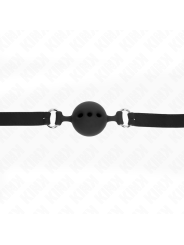 Kink - Bavaglio In Silicone Intero 55 X 2 Cm Con Sfera Da 5 Cm Misura L Nero Regolabile 35-51 Cm - KINK COLLAR & GAG - Ball Gag e Bavagli | erosidea.com