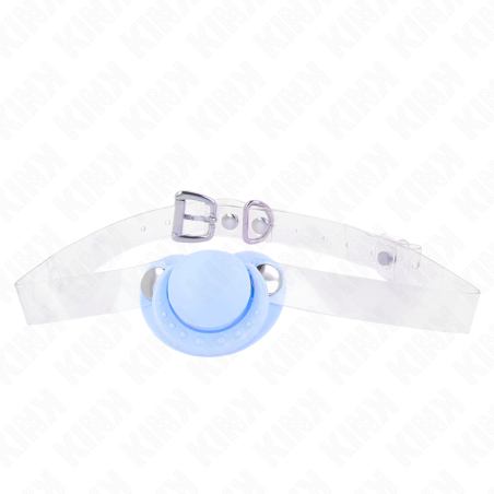 Kink - Bavaglio A Forma Di Ciuccio Azzurro 5.5 X 4 Cm Regolabile 43-60 Cm - KINK COLLAR & GAG - Ball Gag e Bavagli | erosidea.com