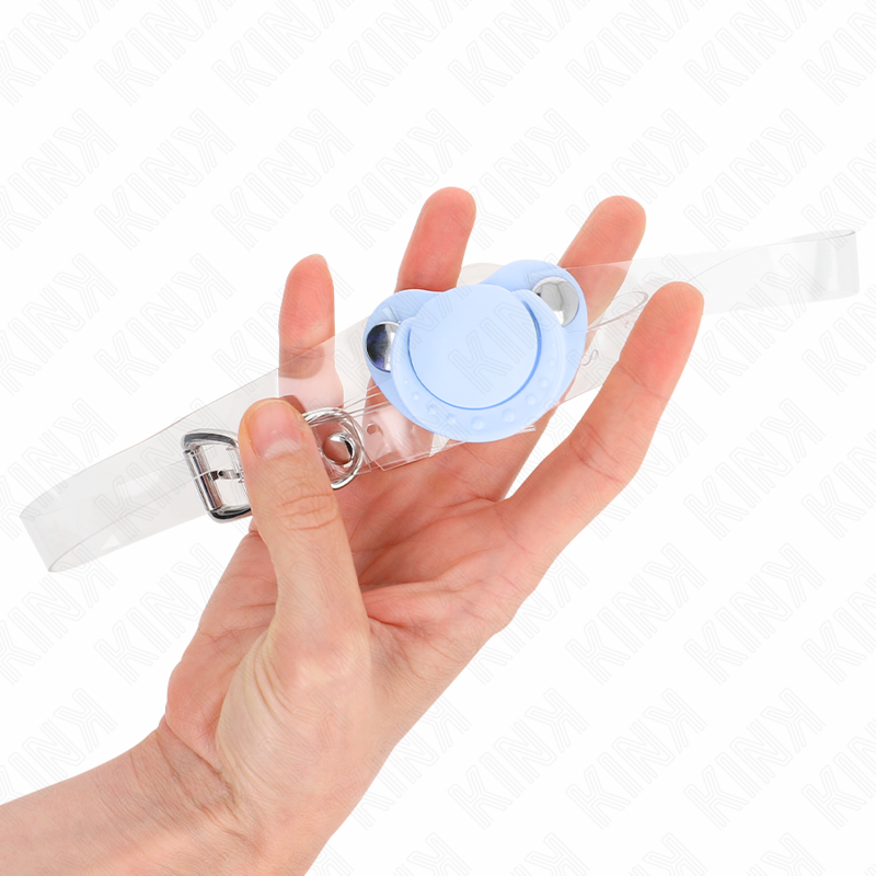 Kink - Bavaglio A Forma Di Ciuccio Azzurro 5.5 X 4 Cm Regolabile 43-60 Cm - KINK COLLAR & GAG - Ball Gag e Bavagli | erosidea.com
