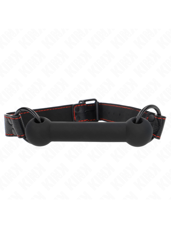 Kink - Bone Gag Con Cinturino In Similpelle Nero Regolabile 41-57 Cm - KINK COLLAR & GAG - Ball Gag e Bavagli | erosidea.com