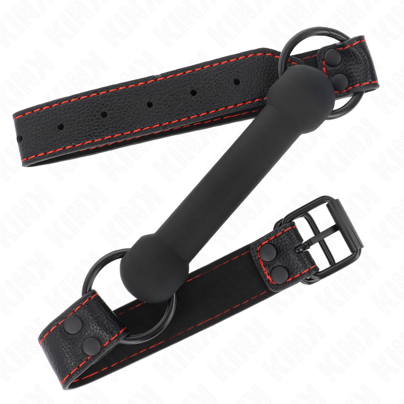 Kink - Bone Gag Con Cinturino In Similpelle Nero Regolabile 41-57 Cm - KINK COLLAR & GAG - Ball Gag e Bavagli | erosidea.com