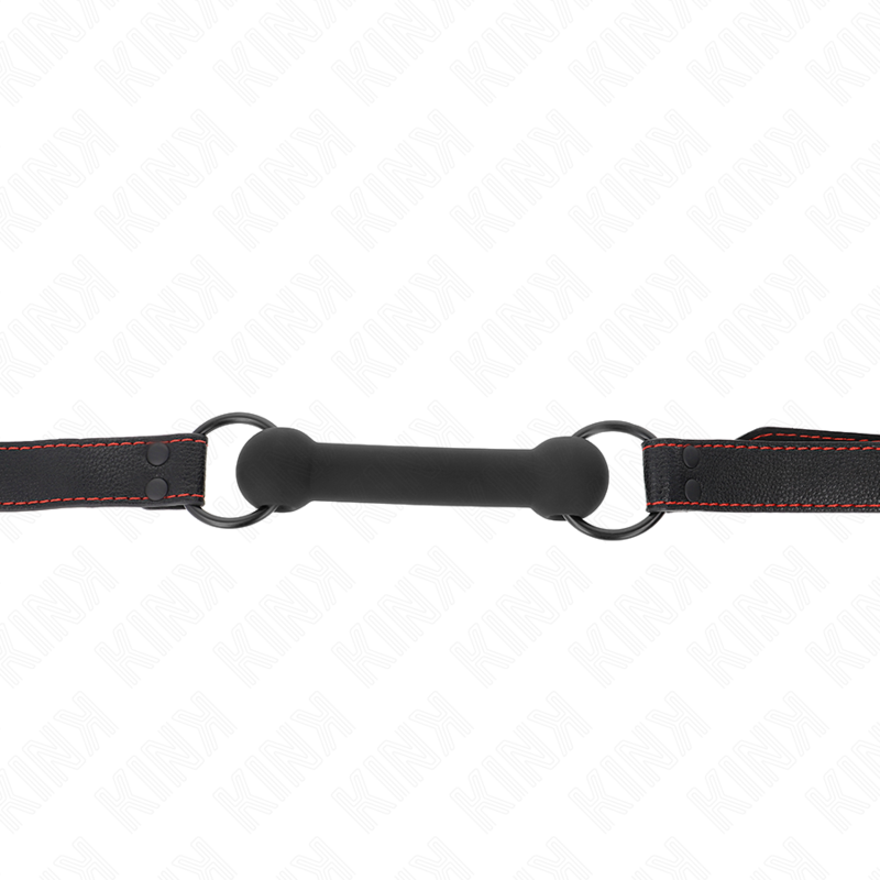 Kink - Bone Gag Con Cinturino In Similpelle Nero Regolabile 41-57 Cm - KINK COLLAR & GAG - Ball Gag e Bavagli | erosidea.com