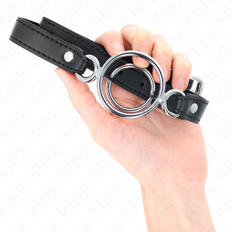 Kink - Bavaglio Con O-Ring Multipli 5 Cm Nero 63 X 25 Cm - KINK COLLAR & GAG - Ball Gag e Bavagli | erosidea.com