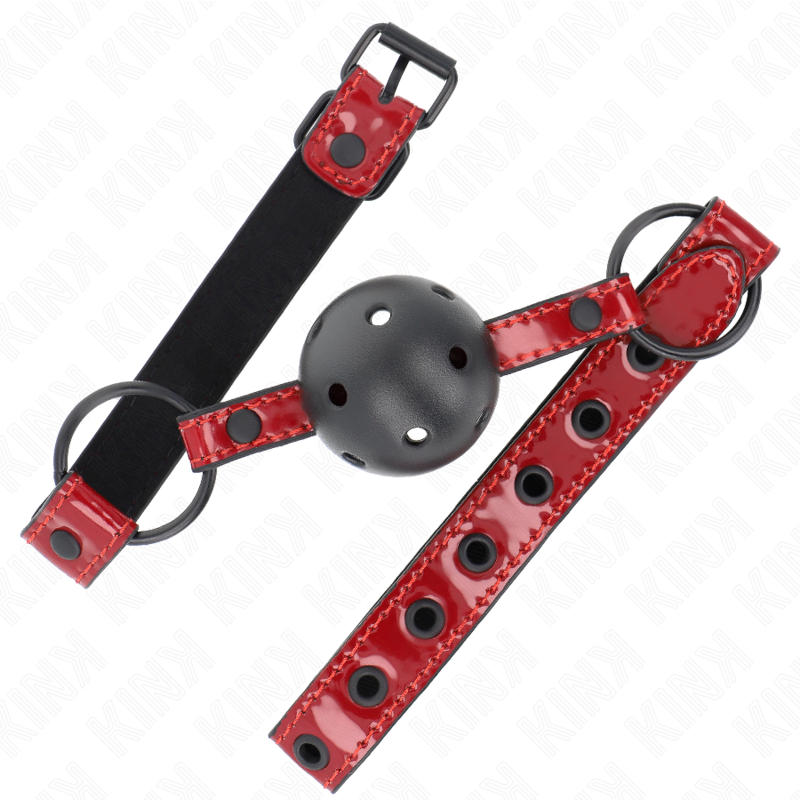 Kink - Palla In Similpelle Lucida 4.5 Cm Gag 63.5 X 2 Cm Regolabile 41 X 59 Cm - KINK COLLAR & GAG - Ball Gag e Bavagli | erosidea.com