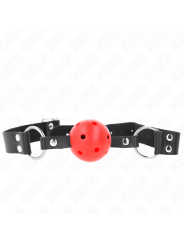 Kink - Palla Traspirante Bavaglio 4 Cm Con Doppio Rivetto Rosso 625 X 25 Cm Regolabile 42-58 Cm - KINK COLLAR & GAG - Ball Gag e Bavagli | erosidea.com