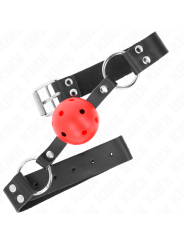 Kink - Palla Traspirante Bavaglio 4 Cm Con Doppio Rivetto Rosso 625 X 25 Cm Regolabile 42-58 Cm - KINK COLLAR & GAG - Ball Gag e Bavagli | erosidea.com