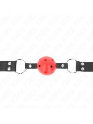 Kink - Palla Traspirante Bavaglio 4 Cm Con Doppio Rivetto Rosso 625 X 25 Cm Regolabile 42-58 Cm - KINK COLLAR & GAG - Ball Gag e Bavagli | erosidea.com