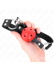 Kink - Palla Traspirante Bavaglio 4 Cm Con Doppio Rivetto Rosso 625 X 25 Cm Regolabile 42-58 Cm - KINK COLLAR & GAG - Ball Gag e Bavagli | erosidea.com
