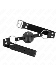 Kink - Bavaglio Sfera Traspirante 4 Cm Con Doppio Rivetto Modello 1 Nero 625 X 25 Cm Regolabile 42-58 Cm - KINK COLLAR & GAG - Ball Gag e Bavagli | erosidea.com