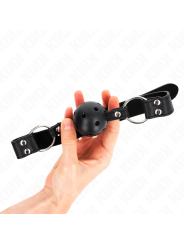Kink - Bavaglio Sfera Traspirante 4 Cm Con Doppio Rivetto Modello 1 Nero 625 X 25 Cm Regolabile 42-58 Cm - KINK COLLAR & GAG - Ball Gag e Bavagli | erosidea.com