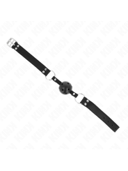 Kink - Bavaglio Sfera Traspirante 4 Cm Con Doppio Rivetto Modello 1 Nero 625 X 25 Cm Regolabile 42-58 Cm - KINK COLLAR & GAG - Ball Gag e Bavagli | erosidea.com
