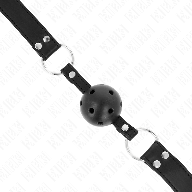 Kink - Bavaglio Sfera Traspirante 4 Cm Con Doppio Rivetto Modello 1 Nero 625 X 25 Cm Regolabile 42-58 Cm - KINK COLLAR & GAG - Ball Gag e Bavagli | erosidea.com
