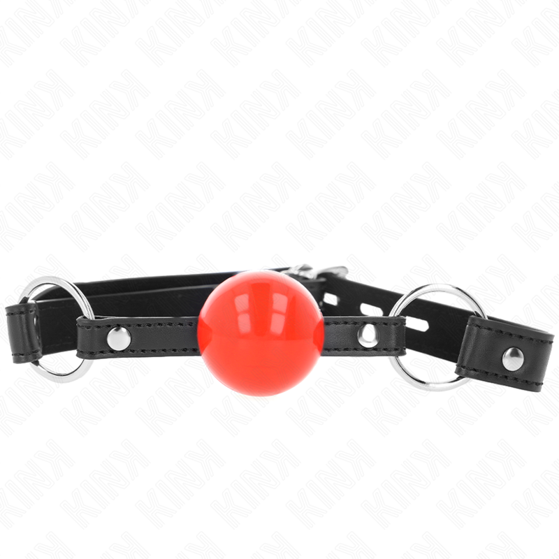 Kink - Ball 4 Cm Gag Con Serratura Sfera Rossa Cinturino Nero 60 X 2 Cm - KINK COLLAR & GAG - Ball Gag e Bavagli | erosidea.com