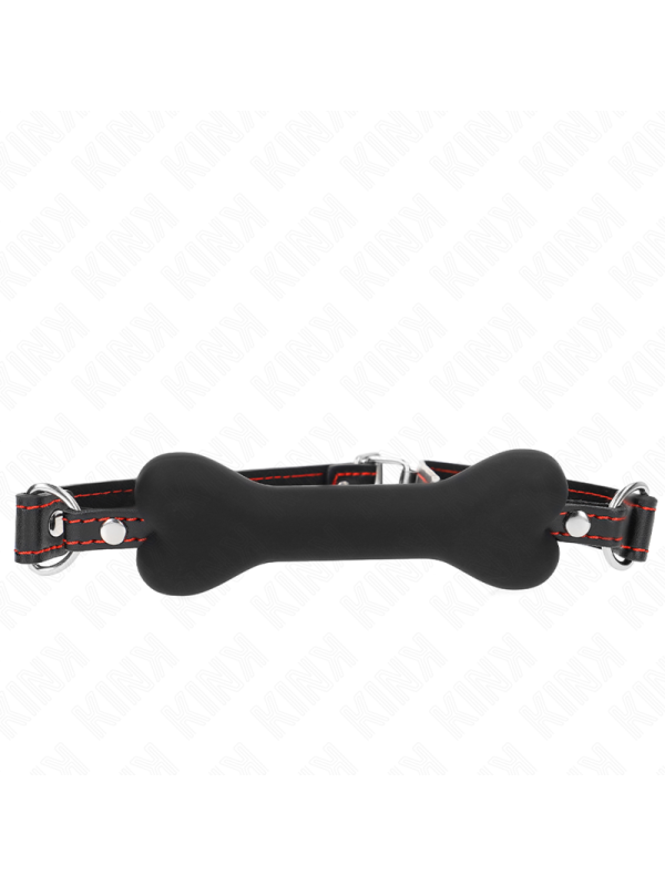 Kink - Osso Nero 12 Cm Bavaglio 63 X 2 Cm - KINK COLLAR & GAG - Ball Gag e Bavagli | erosidea.com